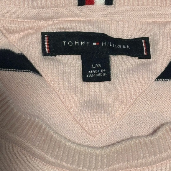 Tommy Hilfiger Men's Crewneck Sweater - Pink and Blue - Picture 3 of 4